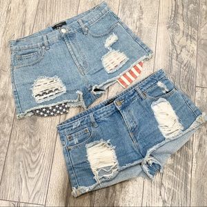 Forever21 Bundle. 2 Distressed Denim Shorts.